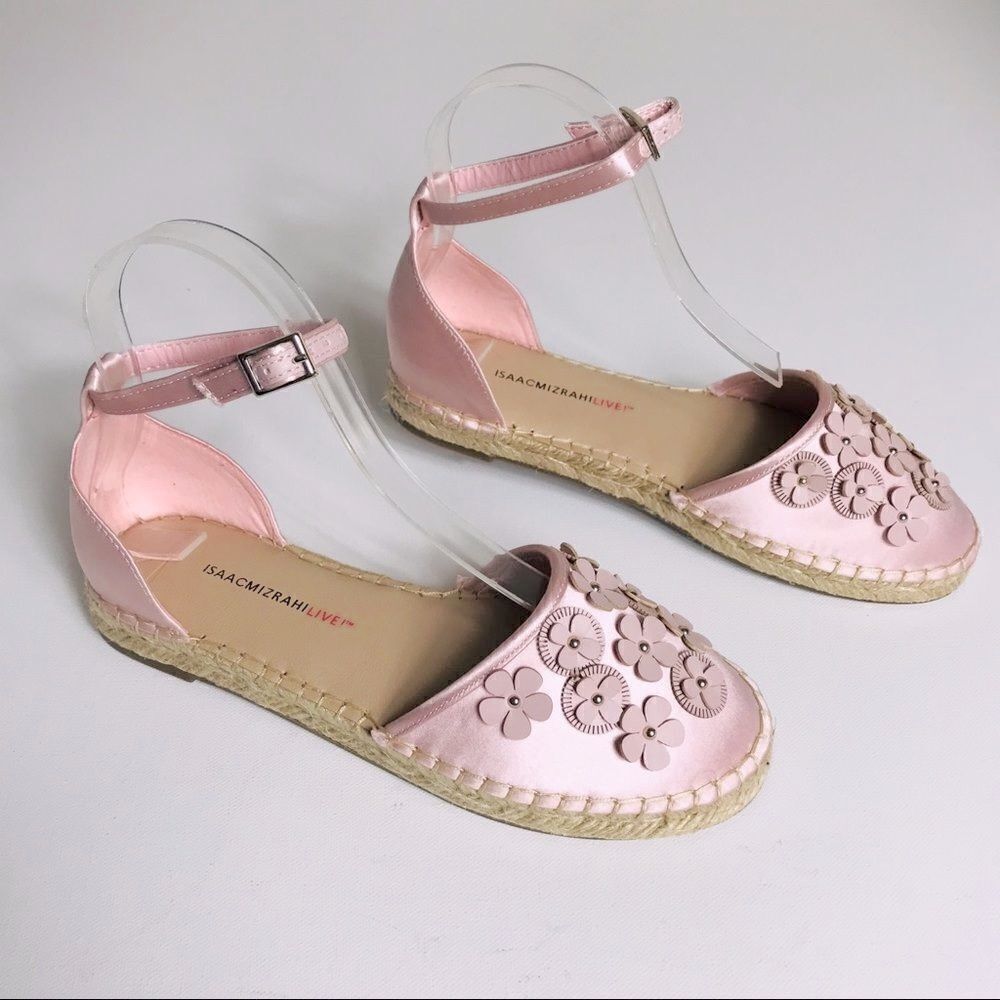 Isaac Mizrahi Floral Applique Satin Espadrilles
